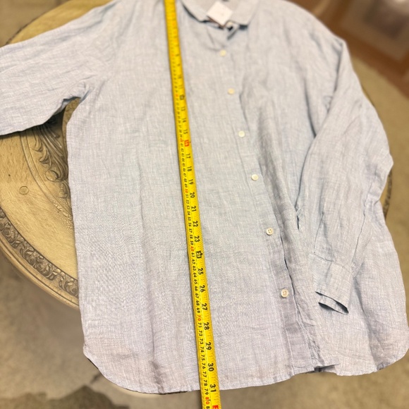J Jill 100% Love Linen Button Up Blouse Light Blue Long Sleeve Size XL Tall NWT - Picture 9 of 10